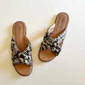 Madewell Snake Embossed Leather Skyler Slide On Sandal